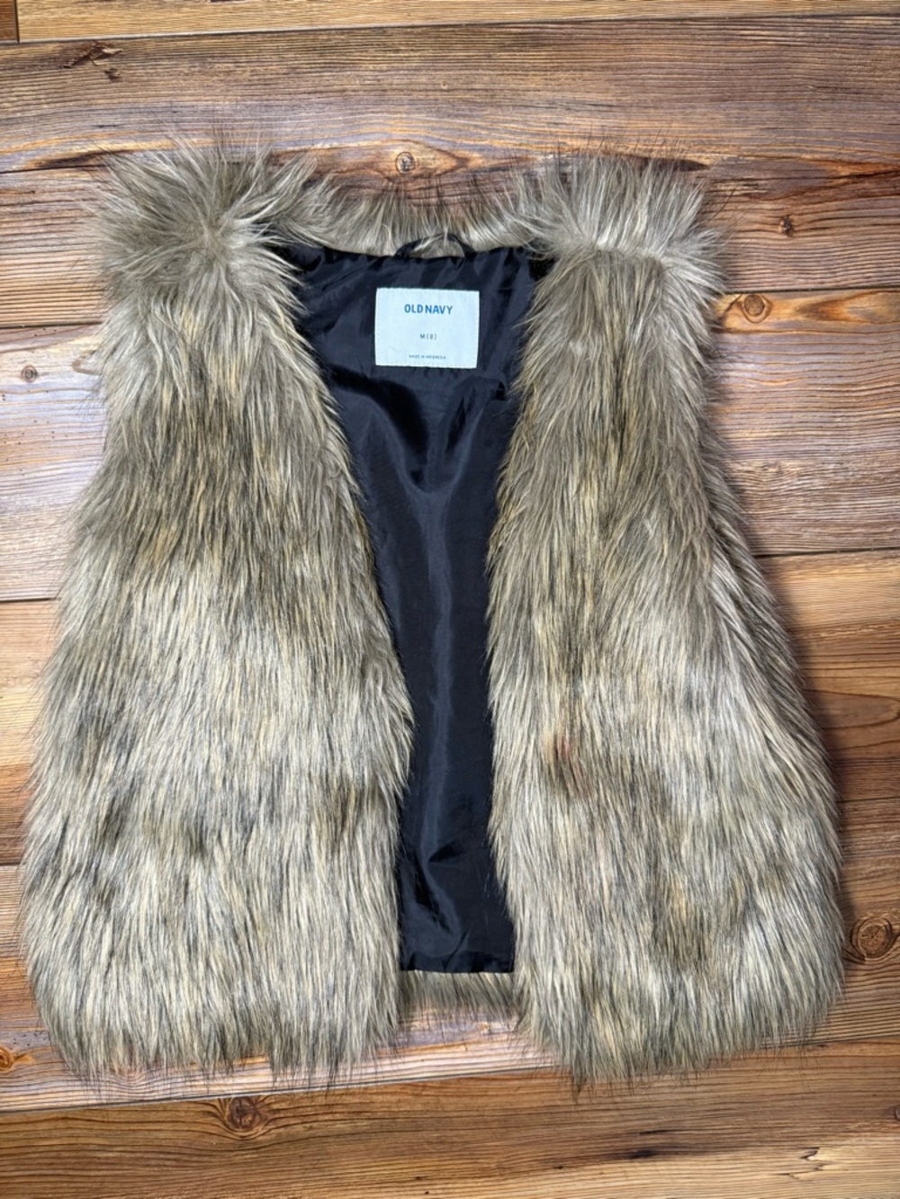 Old Navy Kids Faux Fur Vest Size M 8 Brown Sleeveless Winter Layer Girls